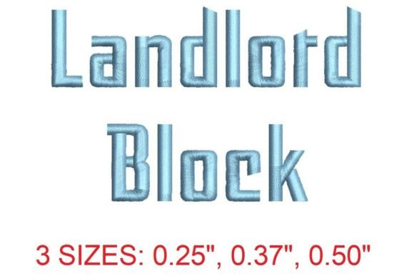 Landlord Block Embroidery Font